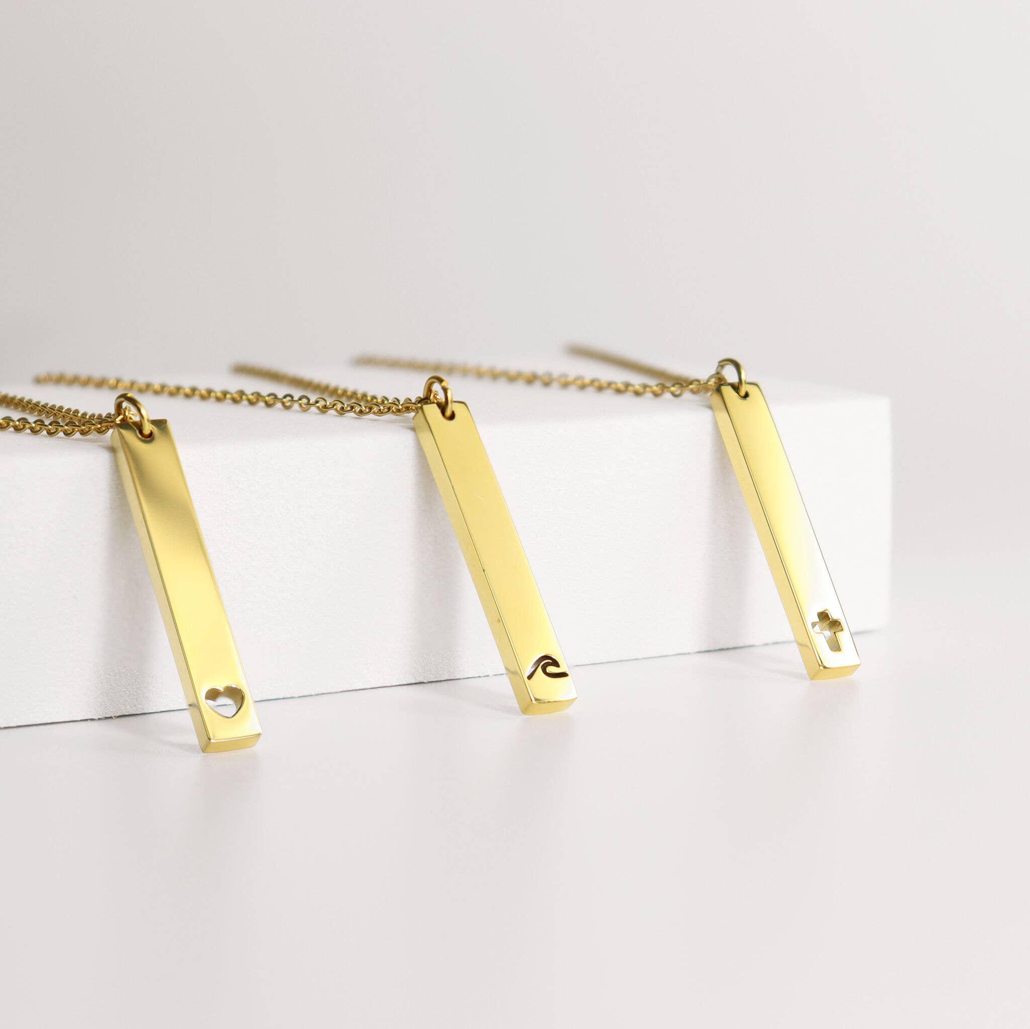 Stainless Steel Cutout Cross Bar Necklace