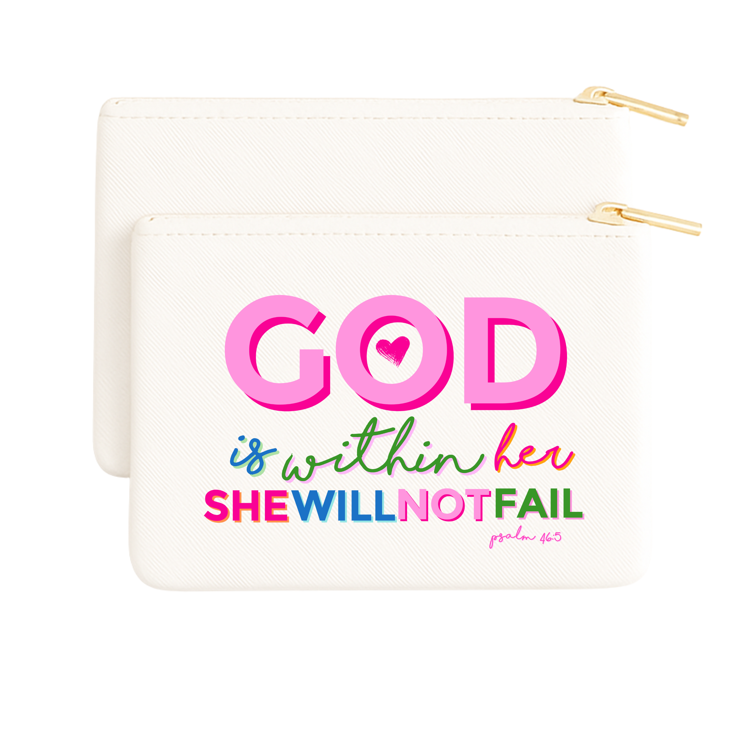 Christian gift God Is Within Her Colorful Canvas Zipper Pouch
