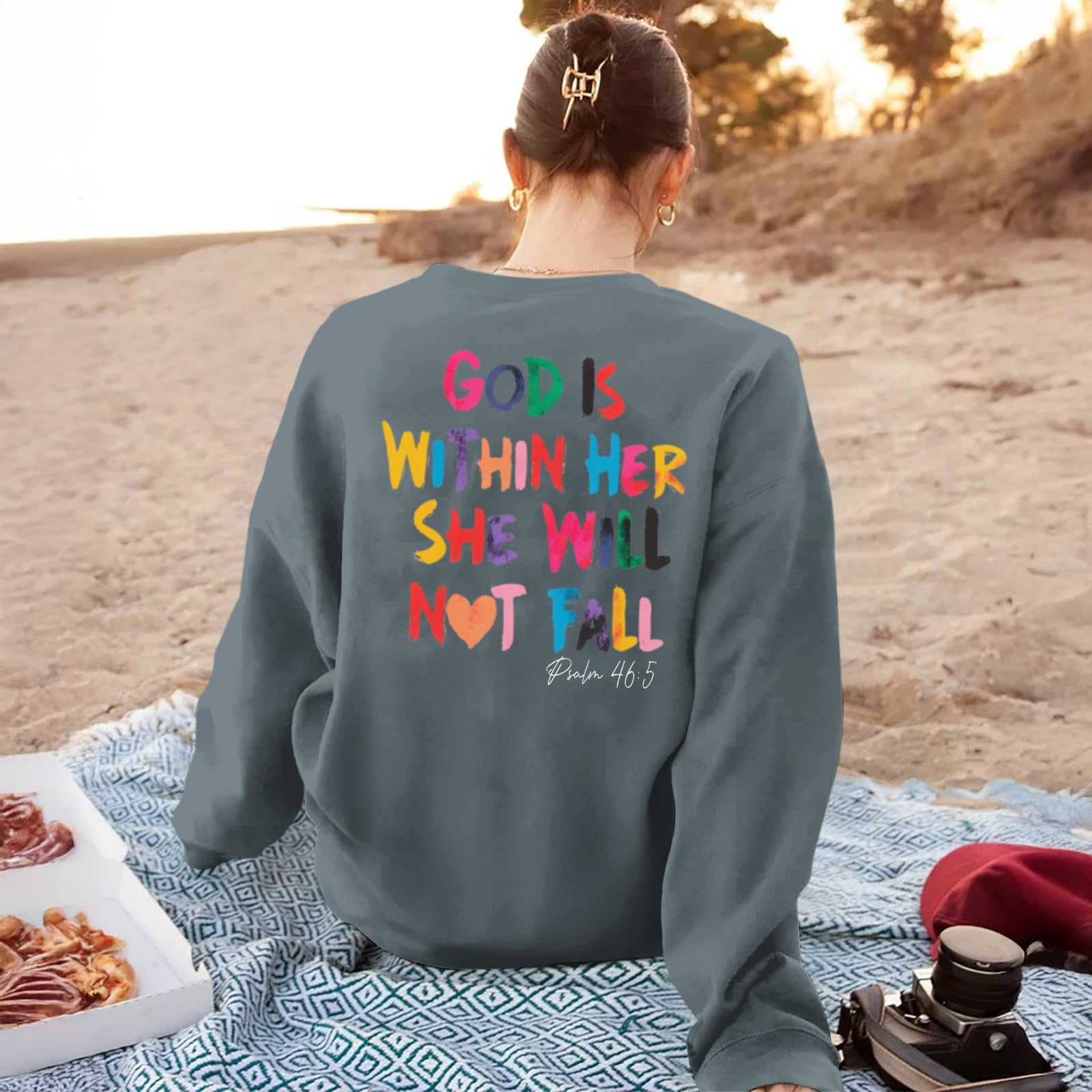 Christian God Is Within Her Sweatshirts Women Jesus