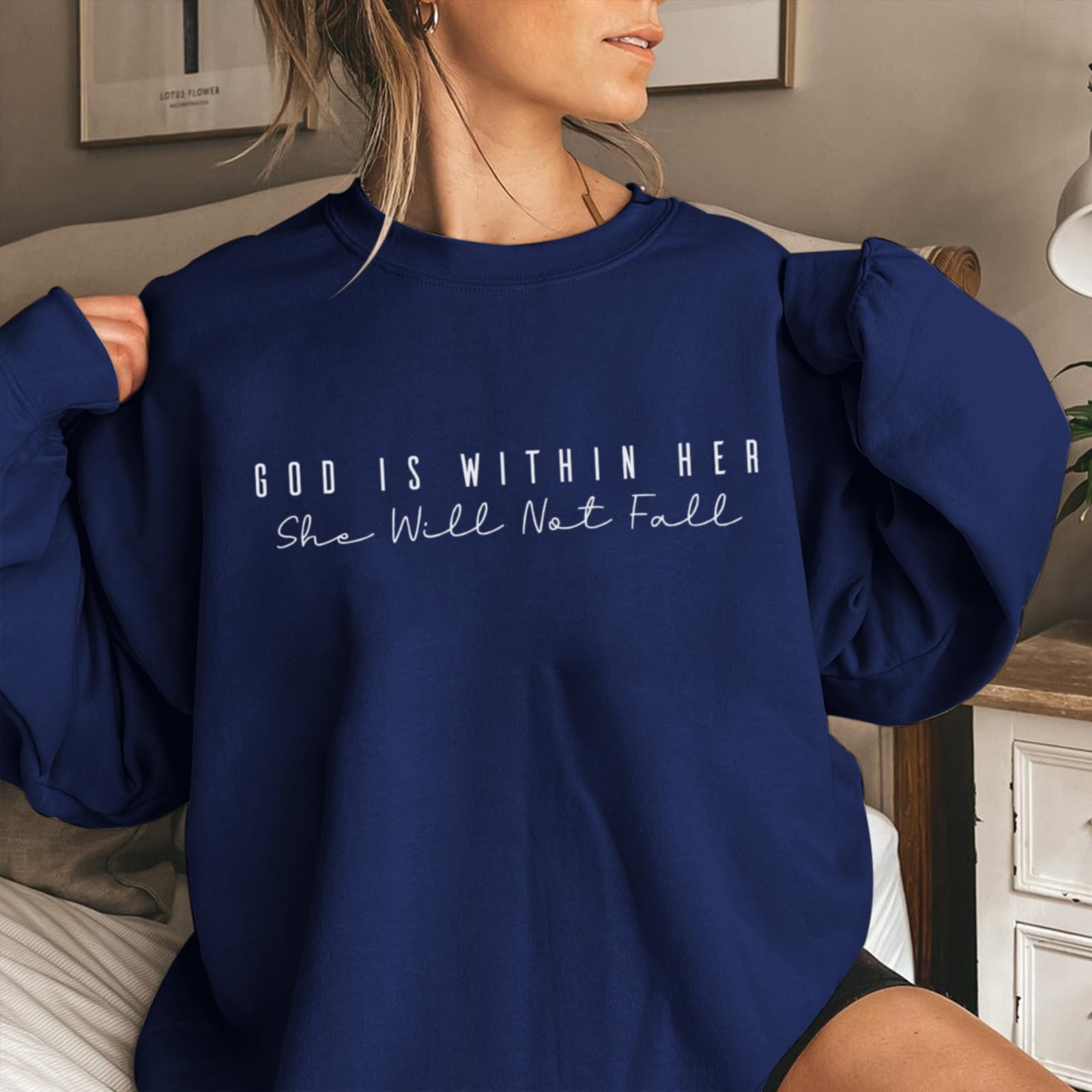 Christian God Is Within Her Sweatshirts Women Jesus
