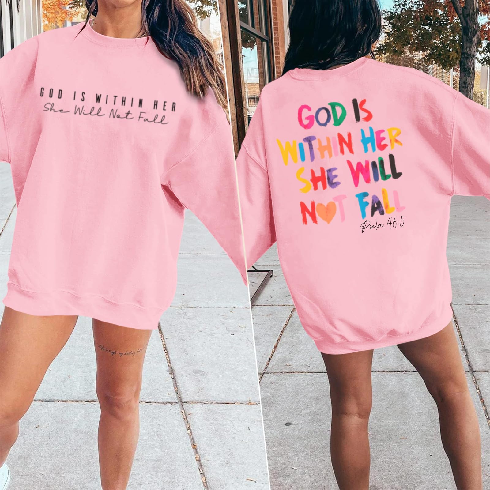 Christian God Is Within Her Sweatshirts Women Jesus