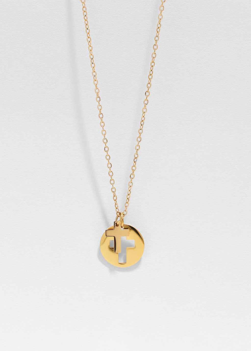 Stainless Steel Cutout 2 Piece Cross Necklace