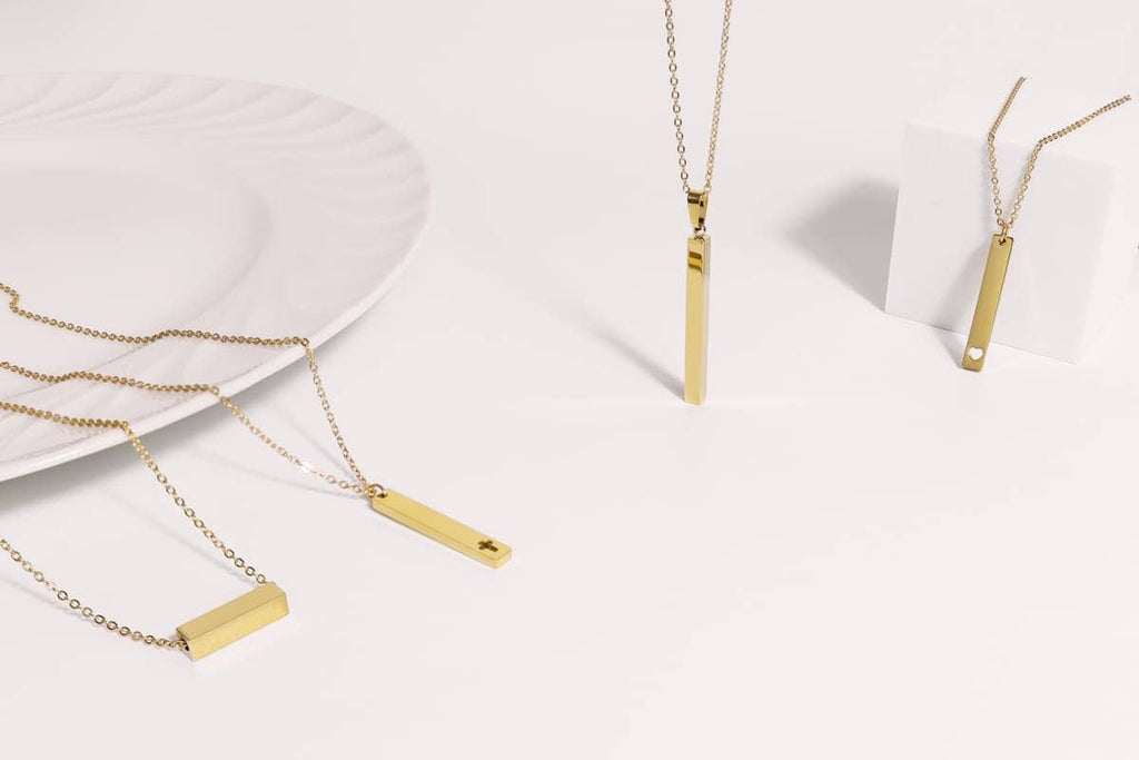 Stainless Steel Cutout Cross Bar Necklace