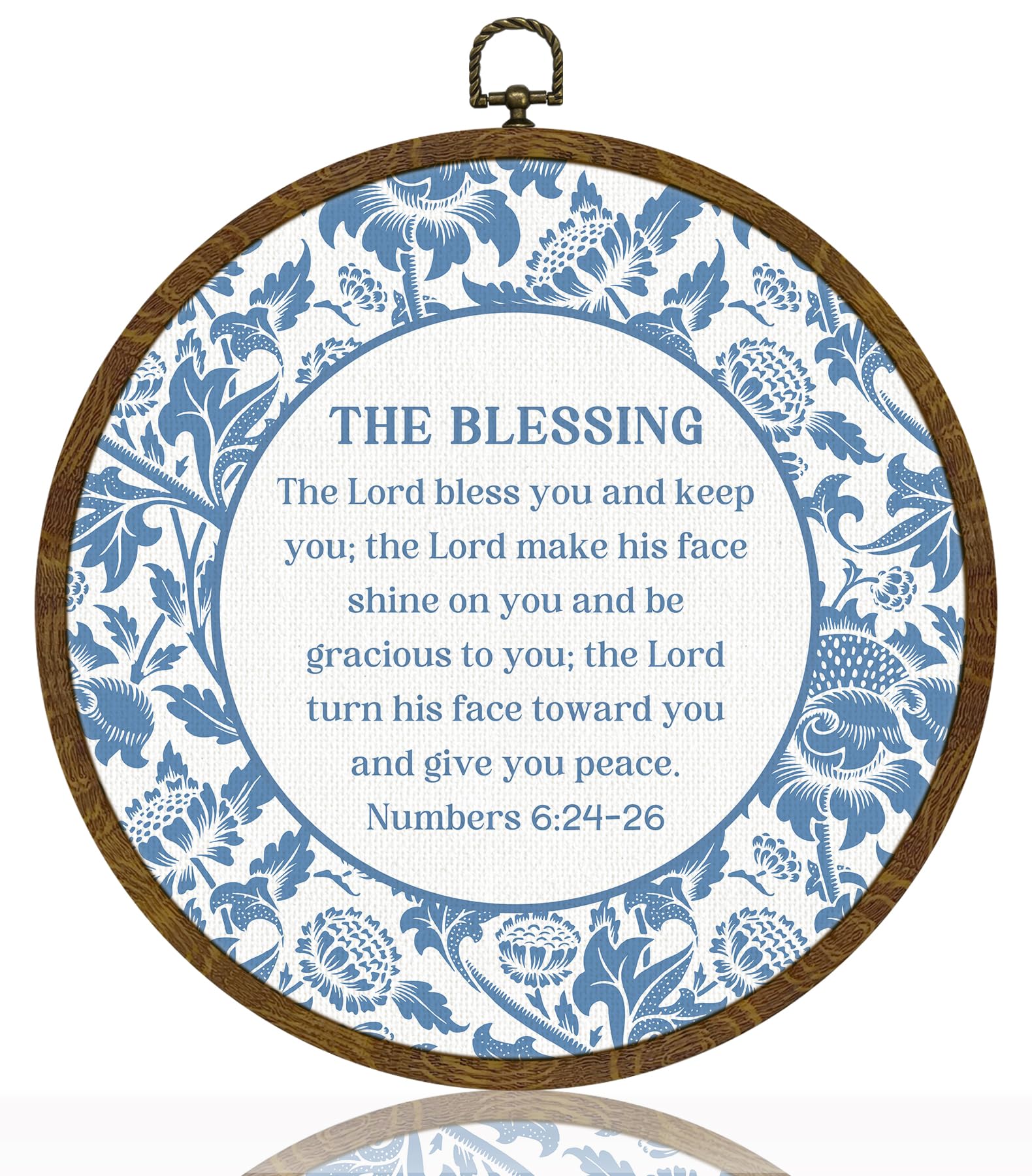 Christ Wall Art Decor-His Mercies Are New Every Morning Scripture Floral Round Hanging Artwork, Inspirational Faith Sign for Living Room, Office, Prayer Room, Bible Verse Wall Hanging Decor Gift for Christians 10Inch (Blue02-Lam.3:22–23)