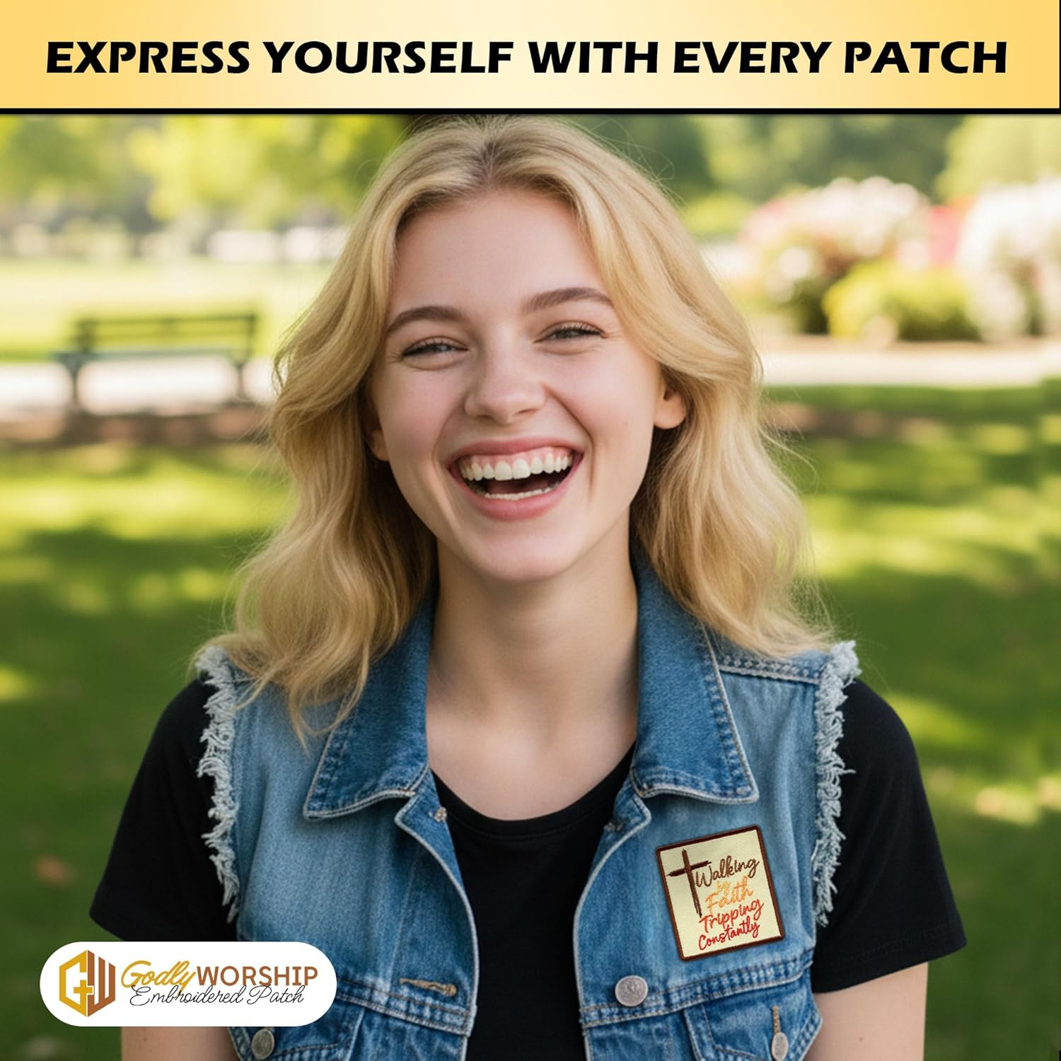 Walking by Faith Tripping Constantly Embroidered Patch Christian Applique